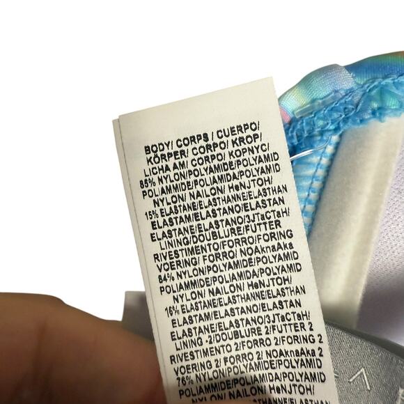 La Blanca Sunset Multicolor Bandeau Belted Tie Waist Stripe One Piece Swimsuit 4 - Picture 12 of 12